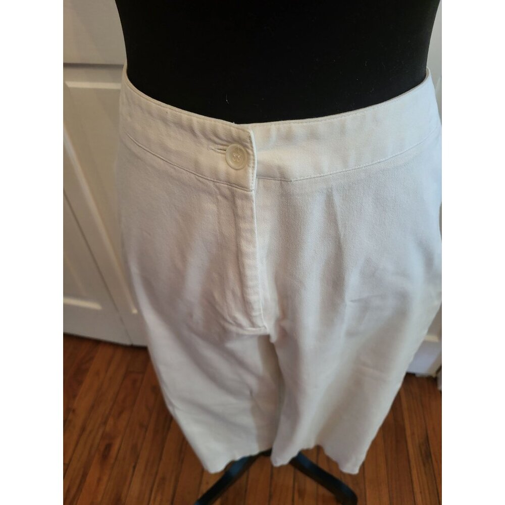 Coldwater Creek Ivory Wide Leg Capri Pants sz 12 Minimal Coastal Old Money - Picture 3 of 6